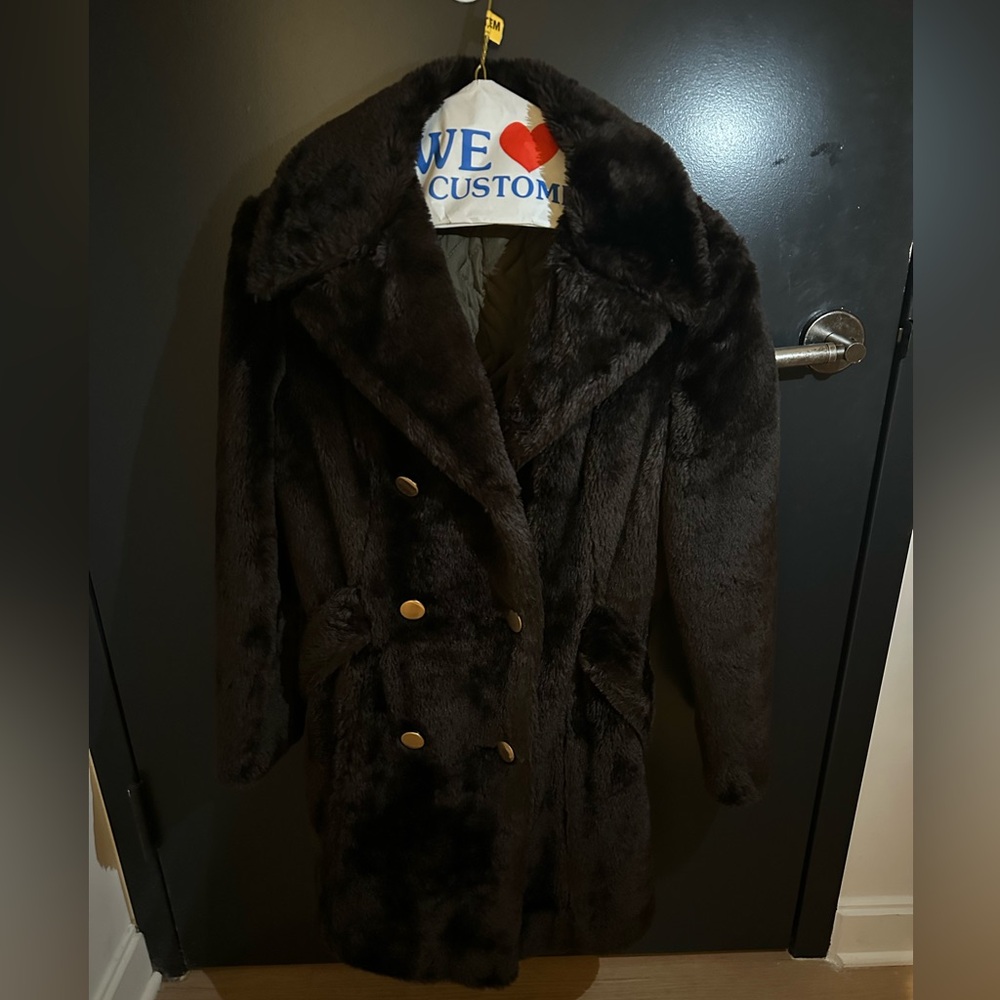 Dark brown vintage faux fur jacket